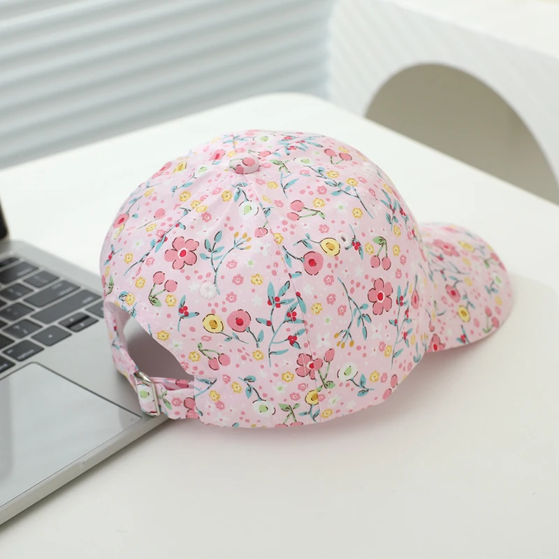 Baby Girls Baseball Summer School Cartoon Flowers Children Outdoor Kids Caps for 2-8Years Adjustable Sports Hats Cotton