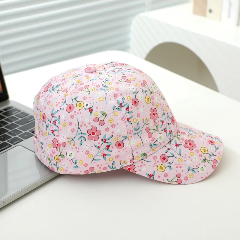Baby Girls Baseball Summer School Cartoon Flowers Children Outdoor Kids Caps for 2-8Years Adjustable Sports Hats Cotton