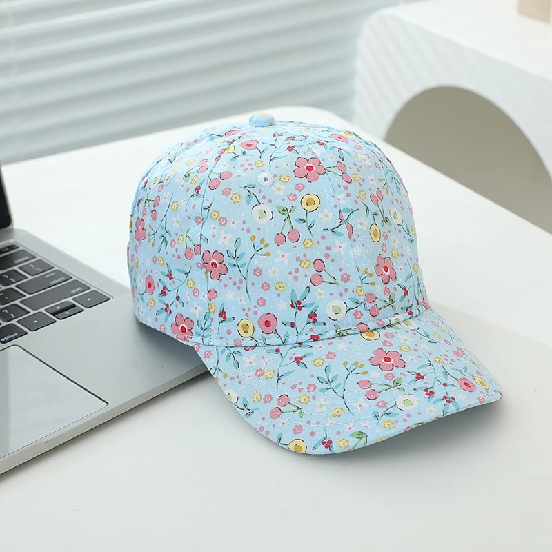 Baby Girls Baseball Summer School Cartoon Flowers Children Outdoor Kids Caps for 2-8Years Adjustable Sports Hats Cotton