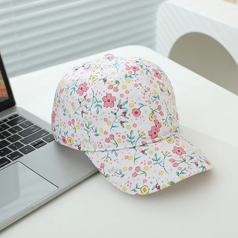 Baby Girls Baseball Summer School Cartoon Flowers Children Outdoor Kids Caps for 2-8Years Adjustable Sports Hats Cotton