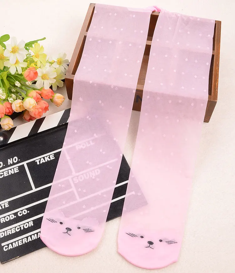 Cat Kitten Thin Embroidery Dots Summer Kawaii Tights for Child Baby Girls Kids Sheer Pantyhose Cute Kitty Ballet Dance Stockings