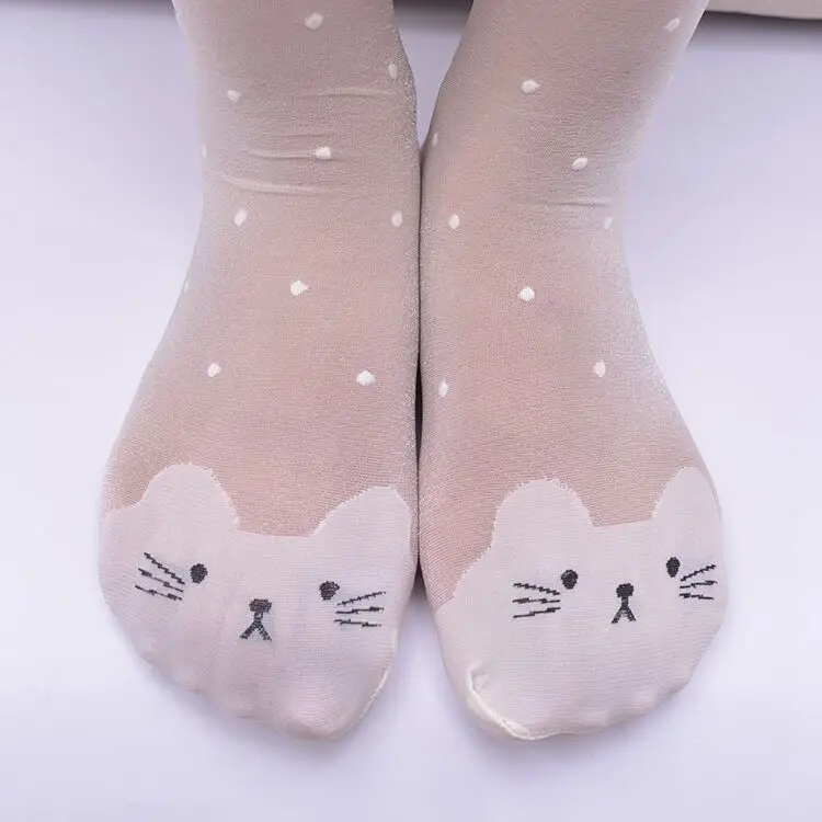 Cat Kitten Thin Embroidery Dots Summer Kawaii Tights for Child Baby Girls Kids Sheer Pantyhose Cute Kitty Ballet Dance Stockings