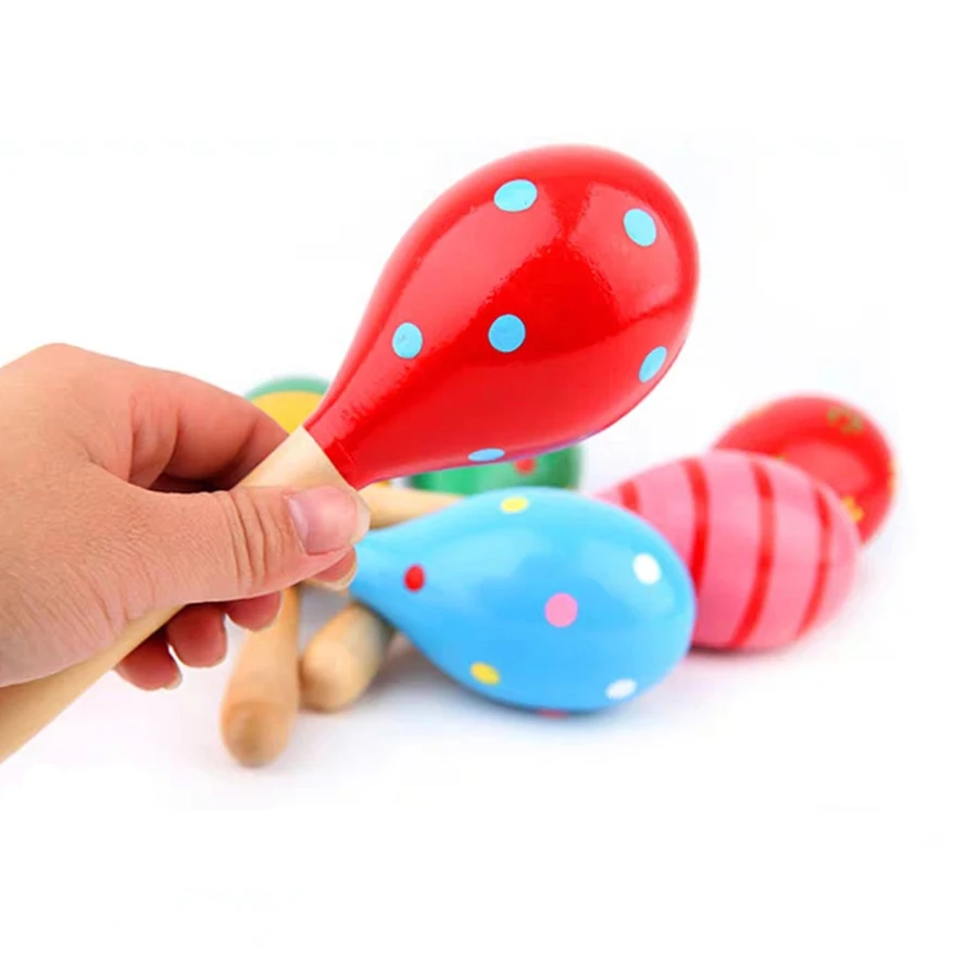 1pcs Wooden 2 Sizes Available Sand Hammer Children Early Educational Toys Musical Instrument Toys style ship random