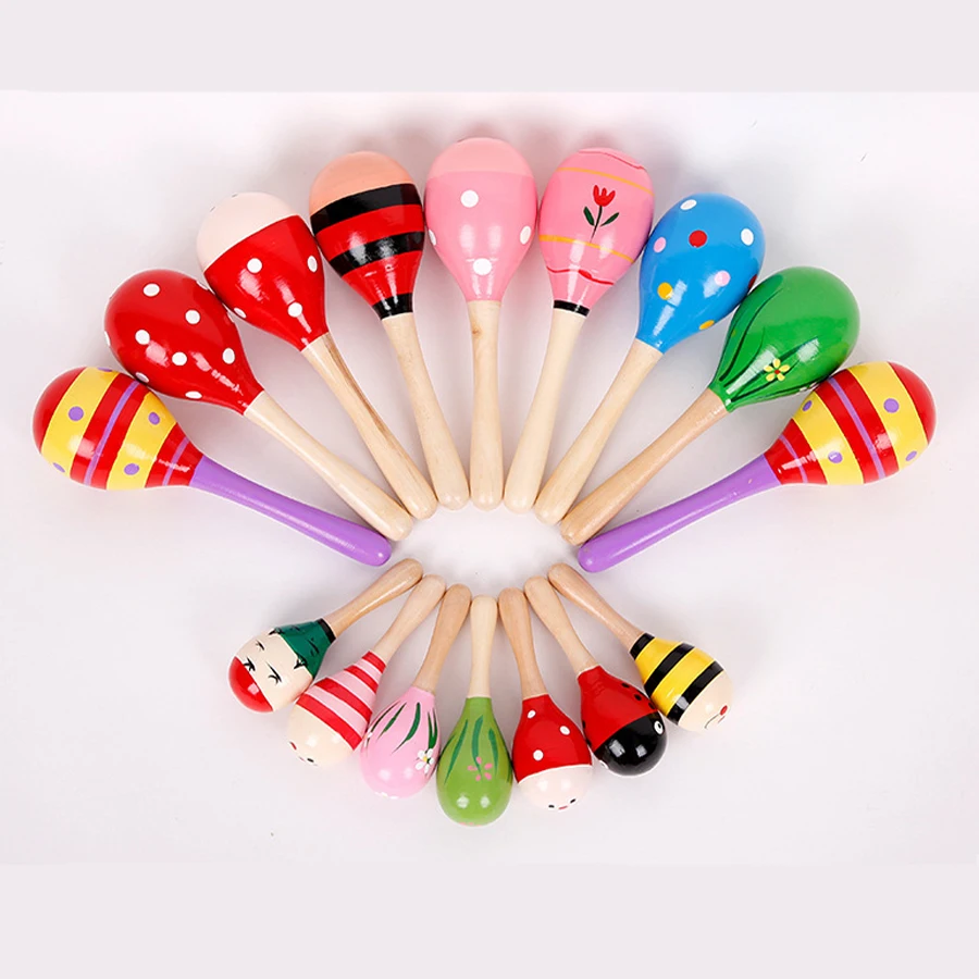 1pcs Wooden 2 Sizes Available Sand Hammer Children Early Educational Toys Musical Instrument Toys style ship random