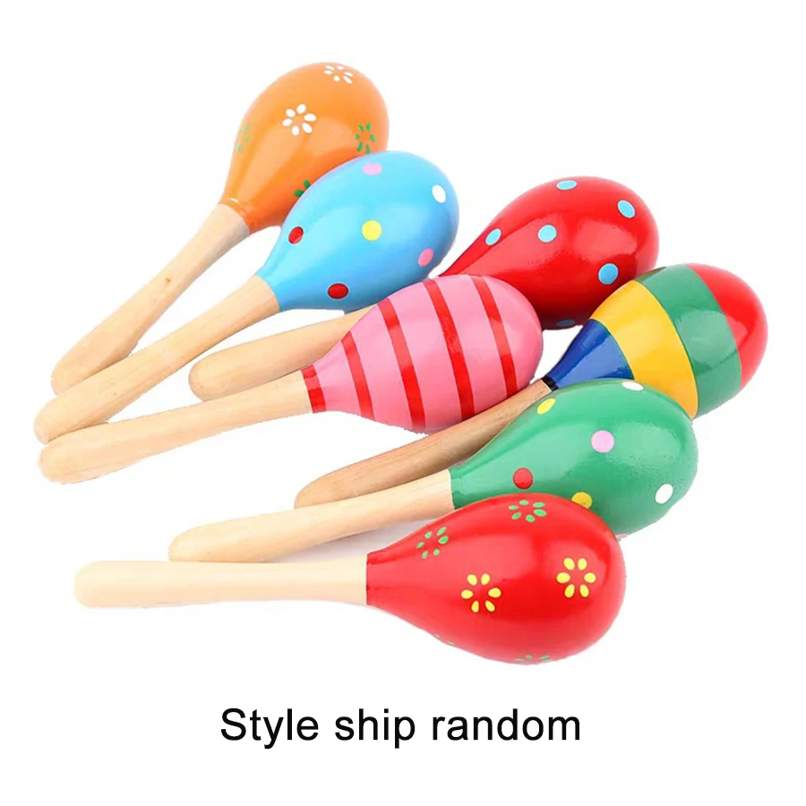 1pcs Wooden 2 Sizes Available Sand Hammer Children Early Educational Toys Musical Instrument Toys style ship random