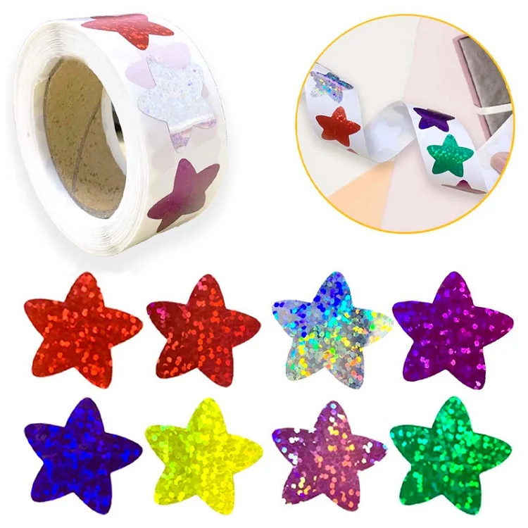 100-500PCS New Stars Stickers Thank You Stickers Photocard Decor Packaging Pack Stickers Roll Rolling Lables