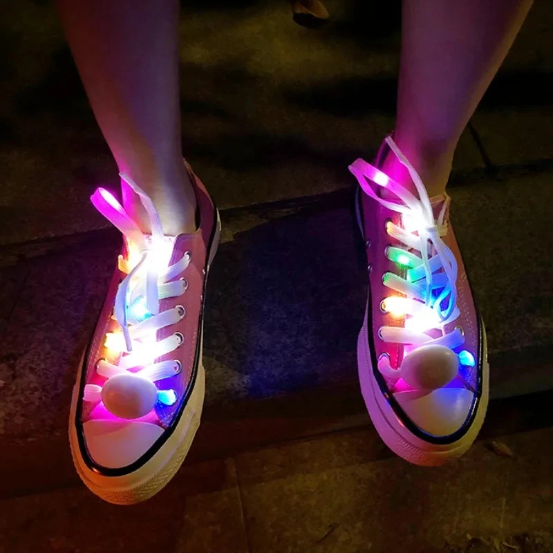 New LED Sport Shoe Laces Luminous Shoelaces Glow Shoe Strings Round Flash Light Shoelaces No Tie Lazy Shoe Laces Party Decor