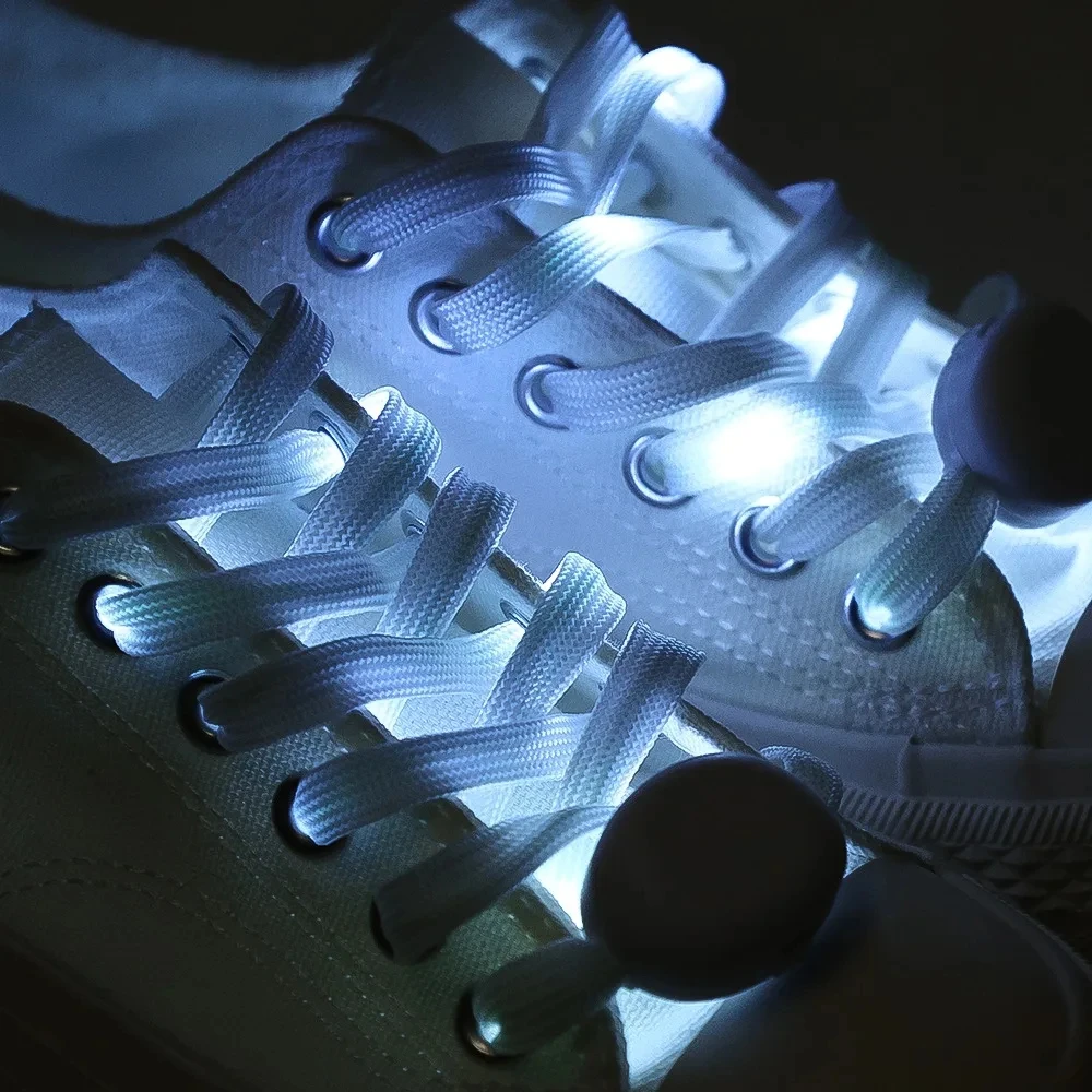 New LED Sport Shoe Laces Luminous Shoelaces Glow Shoe Strings Round Flash Light Shoelaces No Tie Lazy Shoe Laces Party Decor