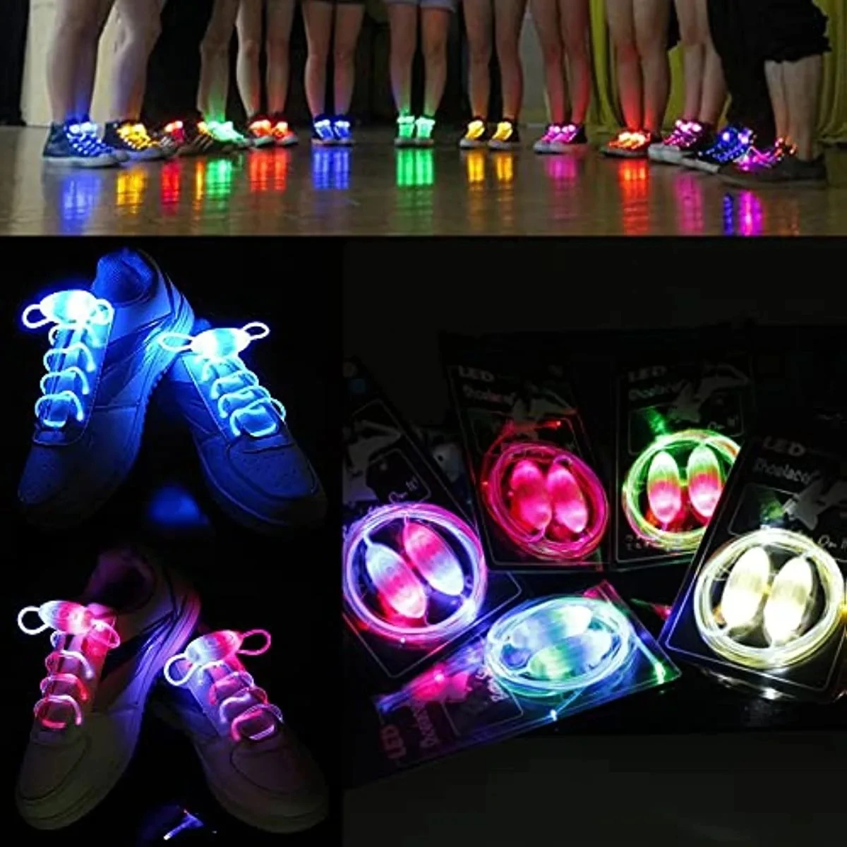 New LED Sport Shoe Laces Luminous Shoelaces Glow Shoe Strings Round Flash Light Shoelaces No Tie Lazy Shoe Laces Party Decor