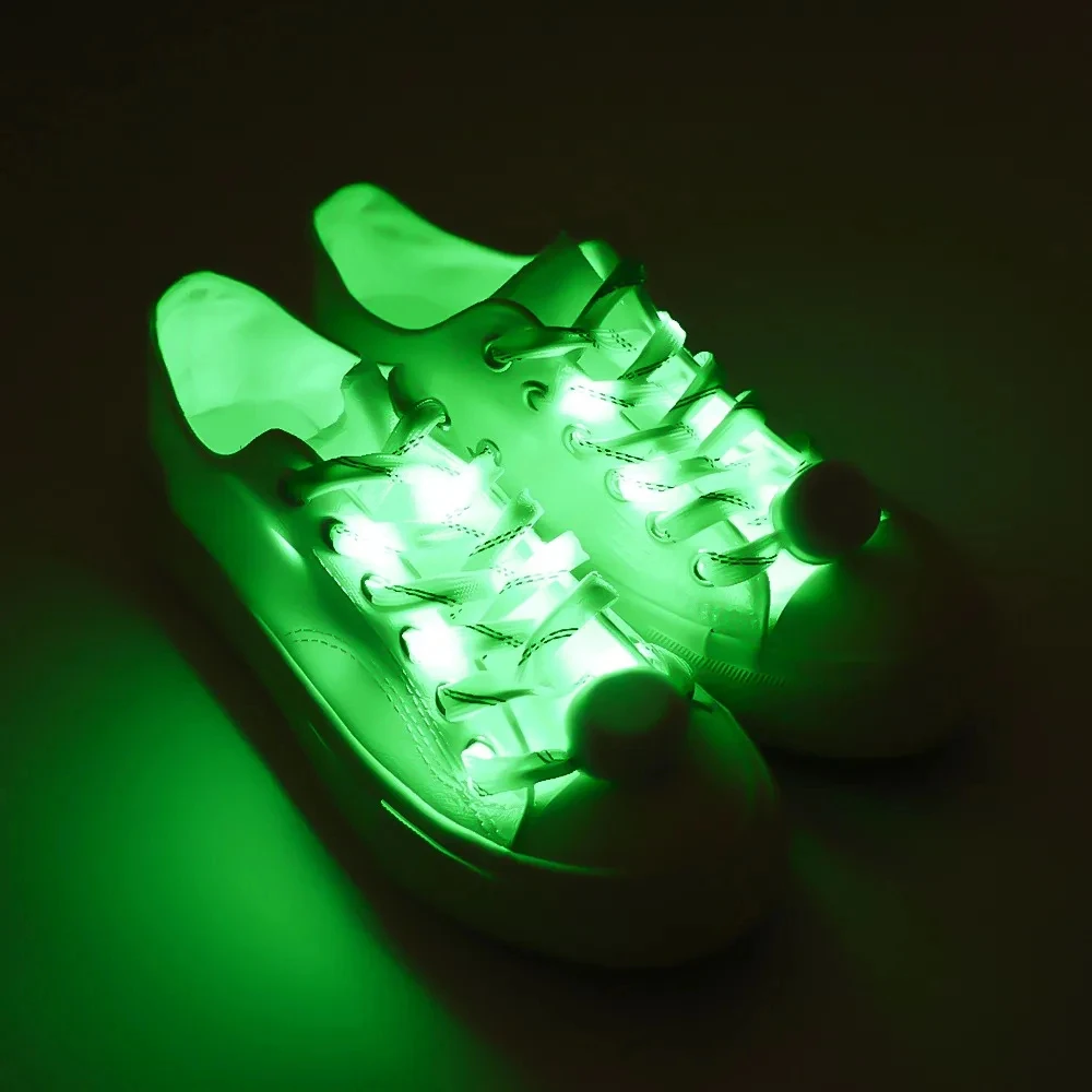New LED Sport Shoe Laces Luminous Shoelaces Glow Shoe Strings Round Flash Light Shoelaces No Tie Lazy Shoe Laces Party Decor