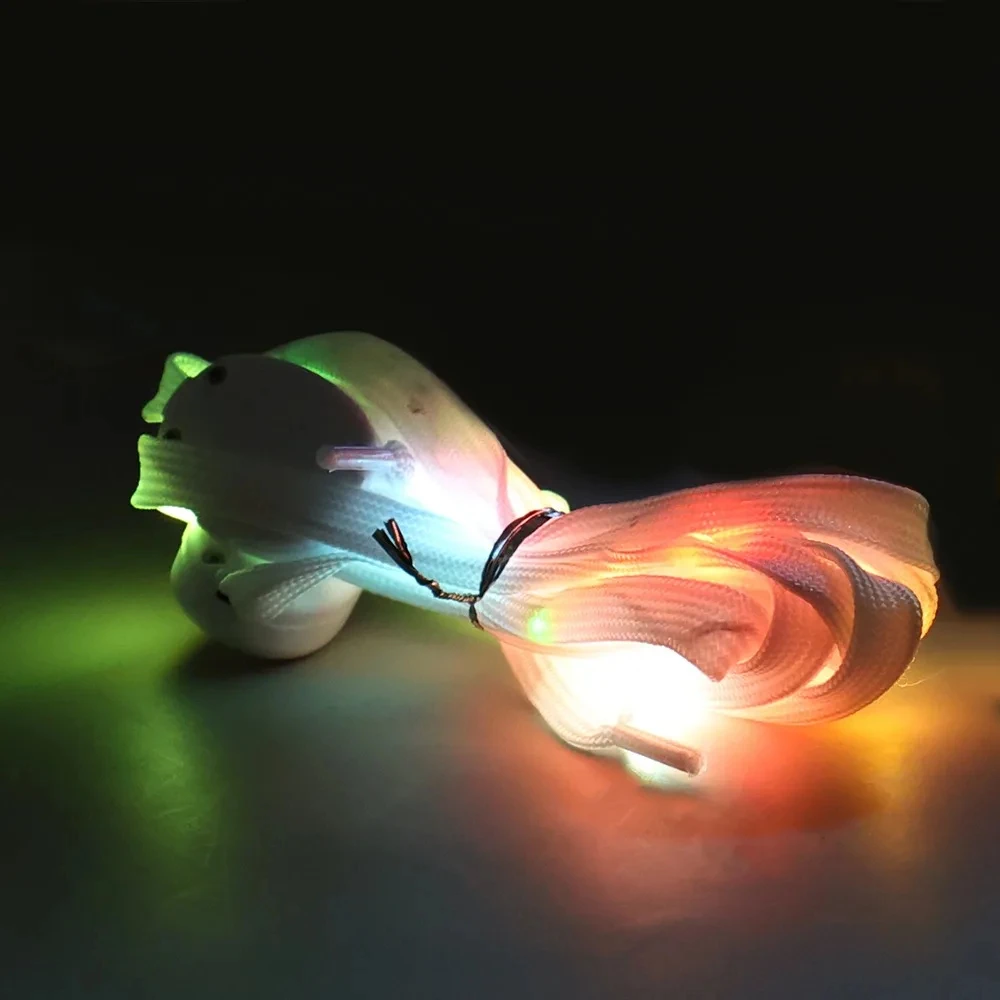 New LED Sport Shoe Laces Luminous Shoelaces Glow Shoe Strings Round Flash Light Shoelaces No Tie Lazy Shoe Laces Party Decor