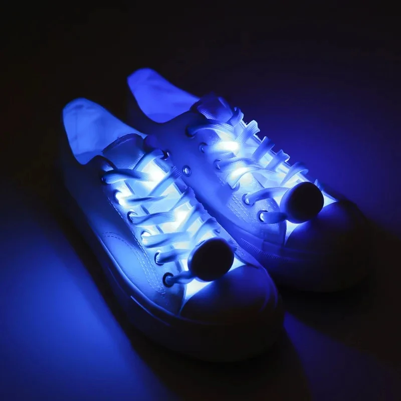 New LED Sport Shoe Laces Luminous Shoelaces Glow Shoe Strings Round Flash Light Shoelaces No Tie Lazy Shoe Laces Party Decor