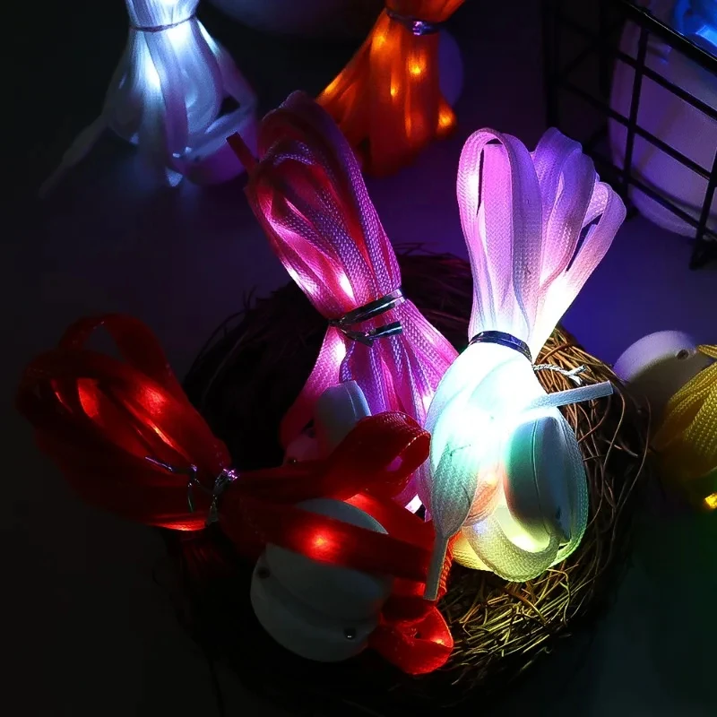 New LED Sport Shoe Laces Luminous Shoelaces Glow Shoe Strings Round Flash Light Shoelaces No Tie Lazy Shoe Laces Party Decor