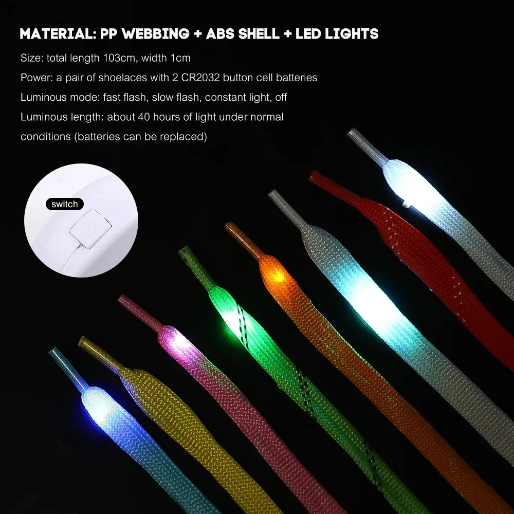 New LED Sport Shoe Laces Luminous Shoelaces Glow Shoe Strings Round Flash Light Shoelaces No Tie Lazy Shoe Laces Party Decor