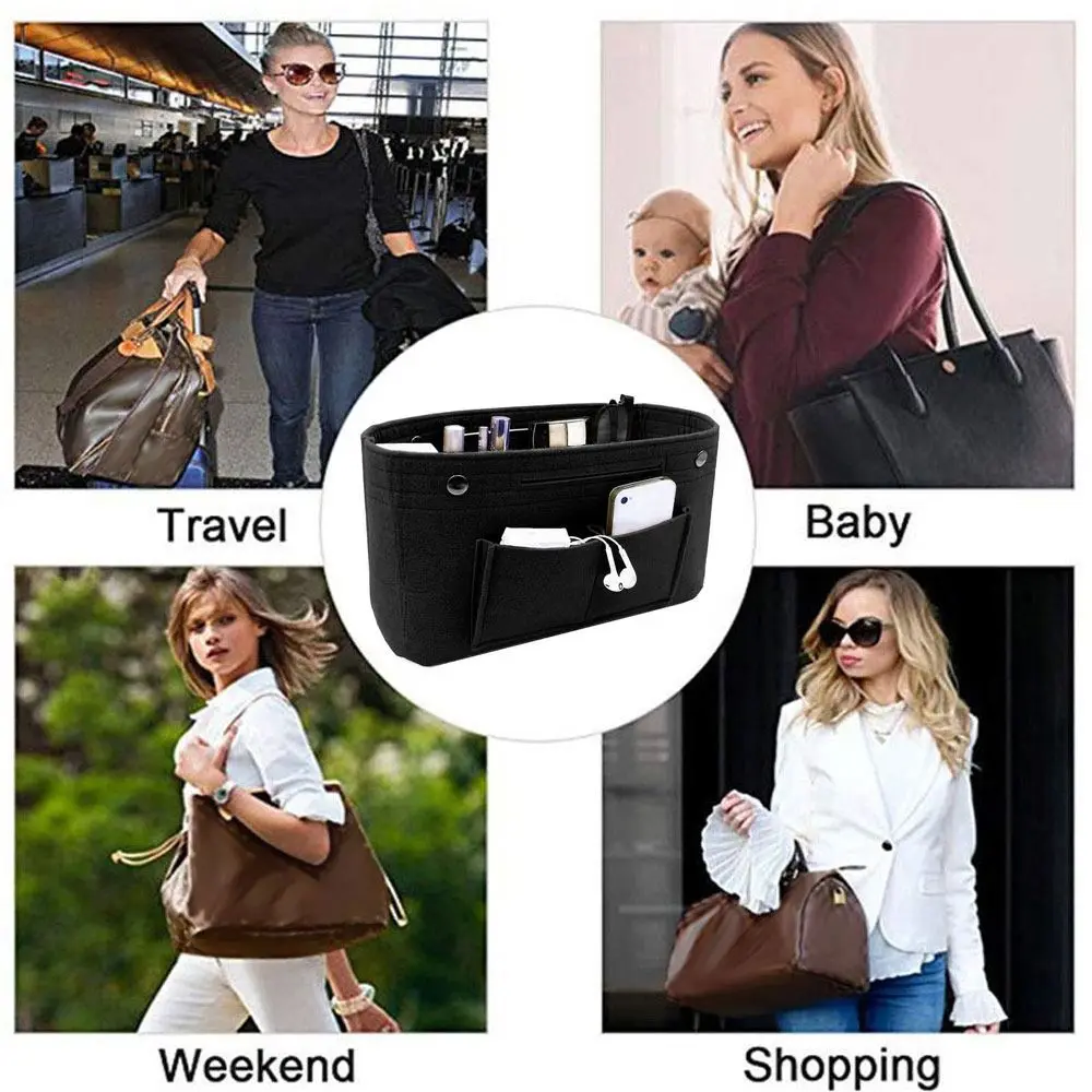 Women's Organizer Handbag Insert Bag Felt Travel Bag Insert Liner Purse Organiser Pouch