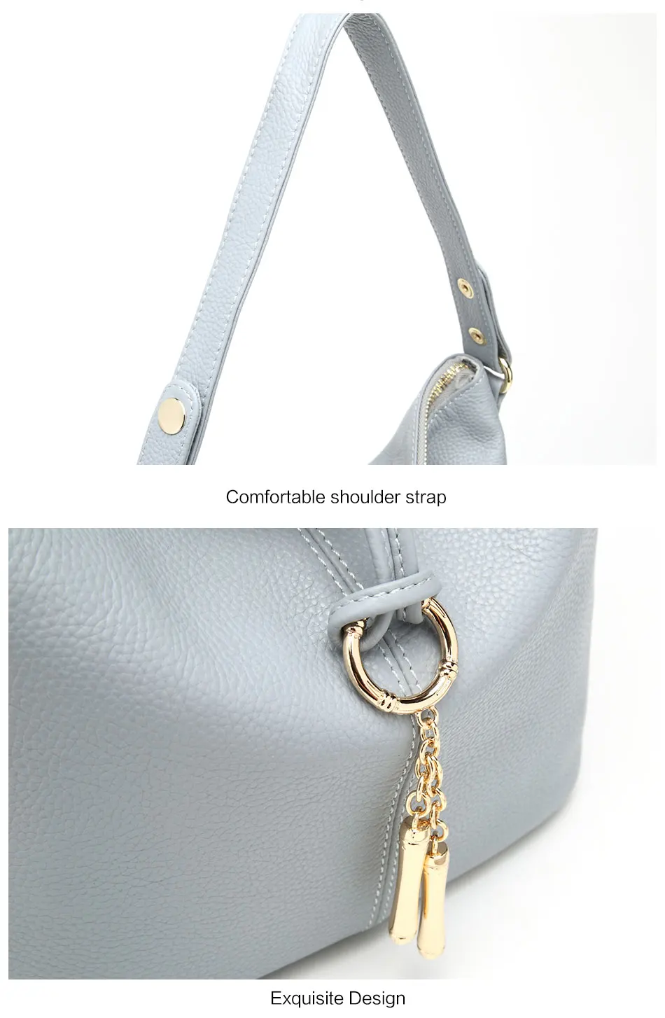 Zency Elegant Women Red Leather Handbag 100% Genuine Leather Lady Hobo Bag Charming Ring Medium Shoulder Bag Bright Yellow Bags