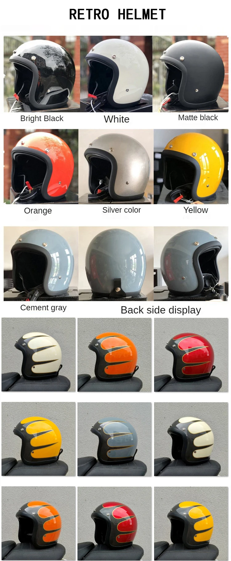 Vintage 500TX Open Face Motorcycle Helmet Retro Scooter Riding 3/4 Jet Casco Moto Capacete Japanese Korea Style BLD