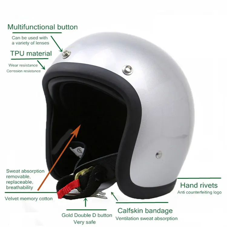 Vintage 500TX Open Face Motorcycle Helmet Retro Scooter Riding 3/4 Jet Casco Moto Capacete Japanese Korea Style BLD