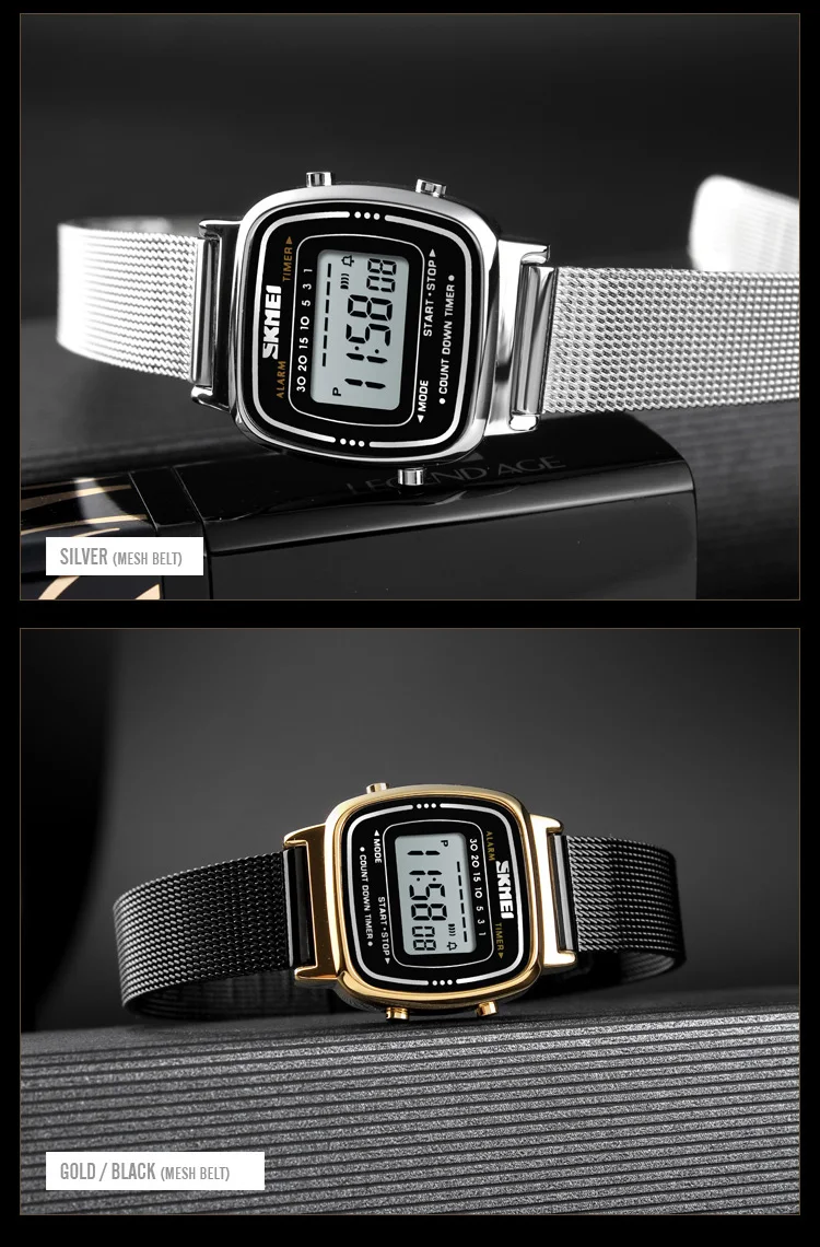 SKMEI 1901 Luxury Women Watches Small Dial Digital Chrono Calendar Watch Waterproof Ladies Wristwatch Clock Montre femme 1620