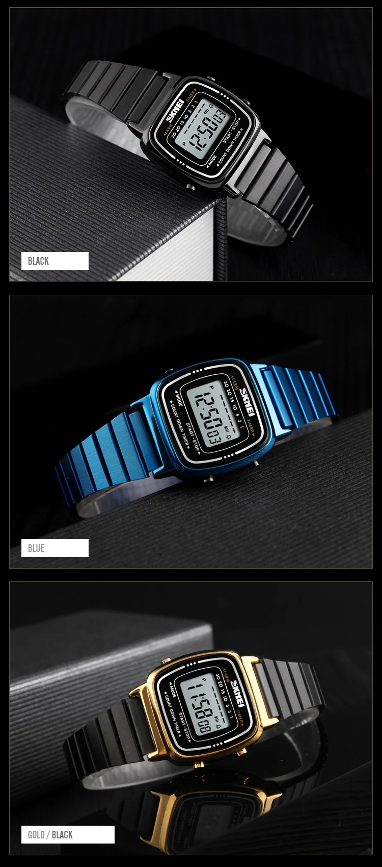 SKMEI 1901 Luxury Women Watches Small Dial Digital Chrono Calendar Watch Waterproof Ladies Wristwatch Clock Montre femme 1620
