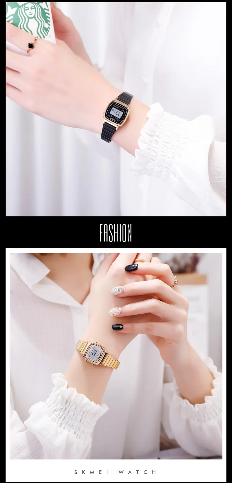 SKMEI 1901 Luxury Women Watches Small Dial Digital Chrono Calendar Watch Waterproof Ladies Wristwatch Clock Montre femme 1620