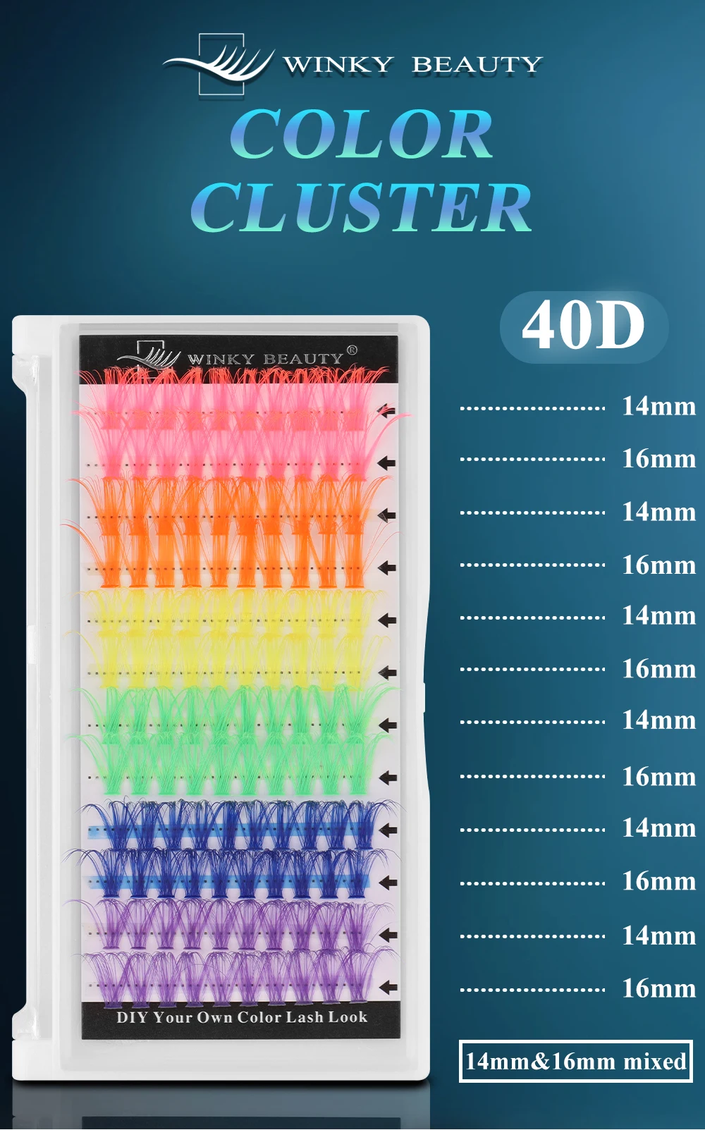 120pcs Colorful DIY Cluster Individual Lashes 6 Colors Mixed Super Fulffy 40D Cosplay Hand Woven Premium Synthetic Eyelashes