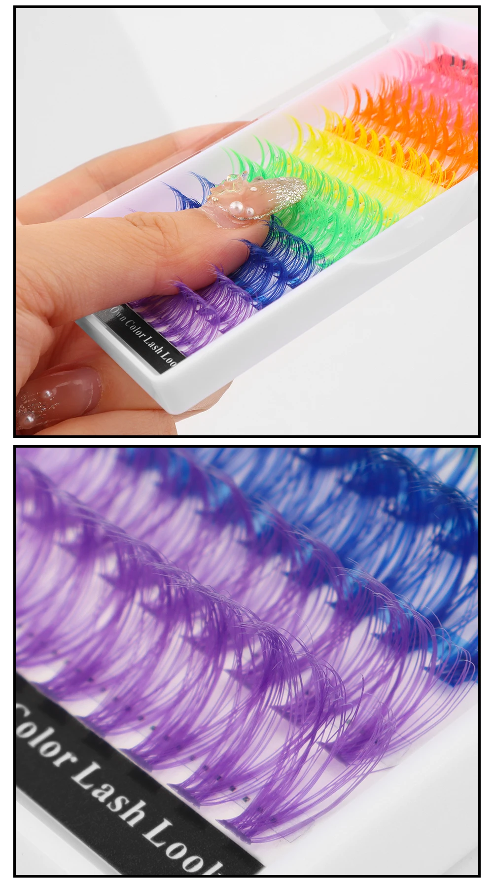 120pcs Colorful DIY Cluster Individual Lashes 6 Colors Mixed Super Fulffy 40D Cosplay Hand Woven Premium Synthetic Eyelashes