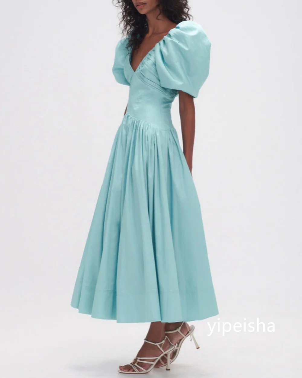 Customized Matching Jersey A-line V-neck Midi Dresses Prom Dresses Classic Exquisite Modern Style Pastrol Unisex Chinese Style