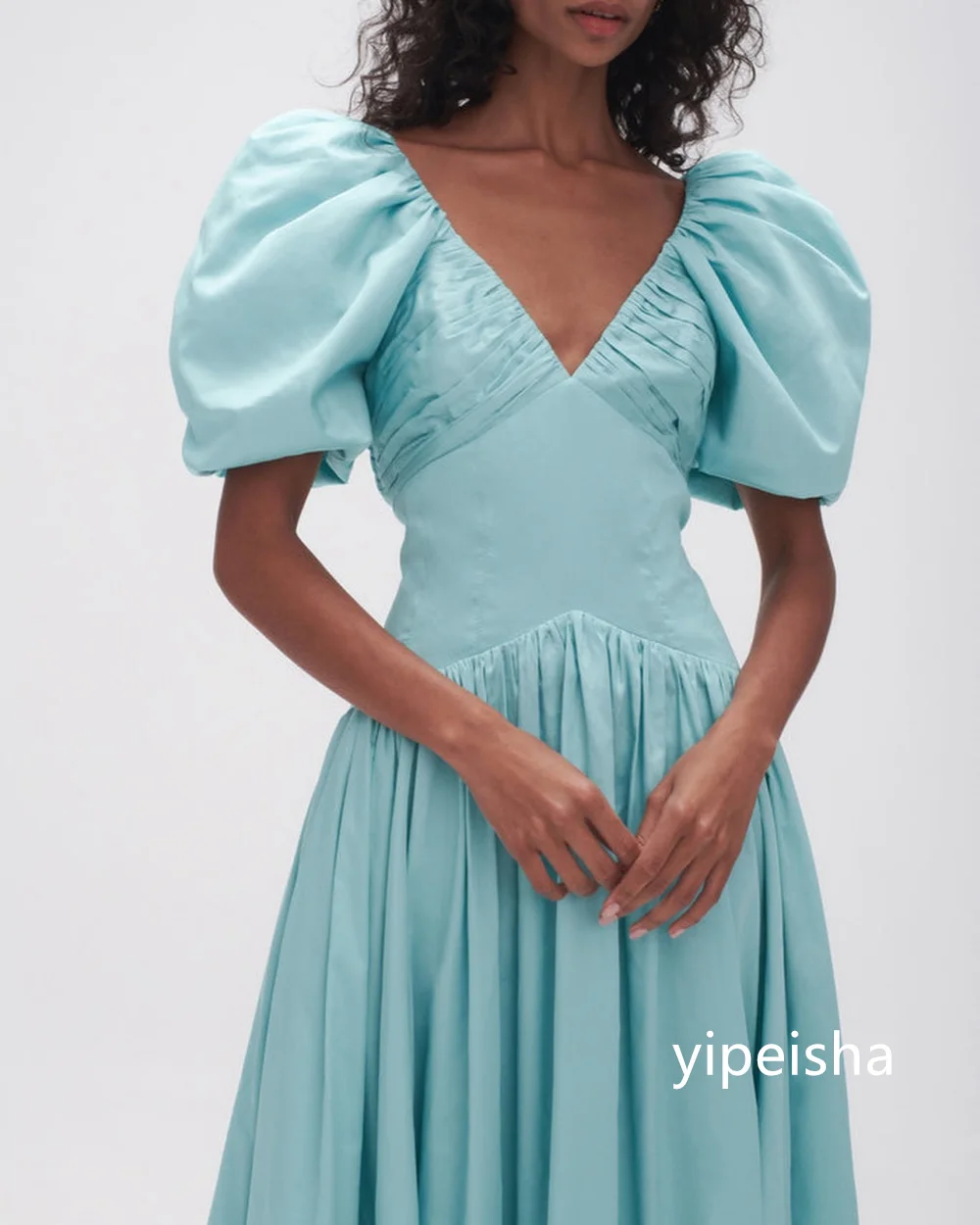Customized Matching Jersey A-line V-neck Midi Dresses Prom Dresses Classic Exquisite Modern Style Pastrol Unisex Chinese Style
