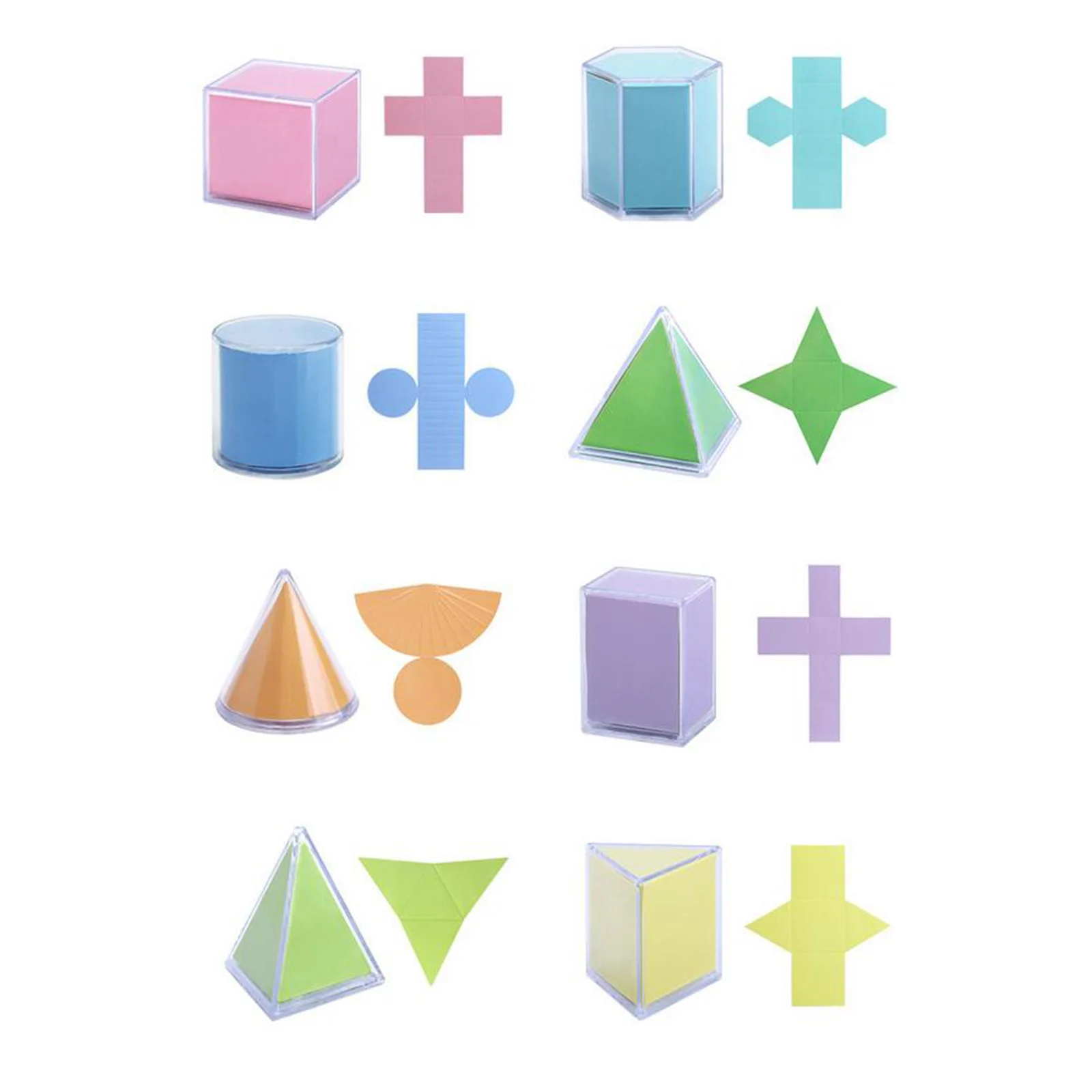 8 Pieces Transparent Geometric Shapes Blocks Montessori Toys Stacking Game Math Toys Educational Toy for Ages 2+ Kids Babies