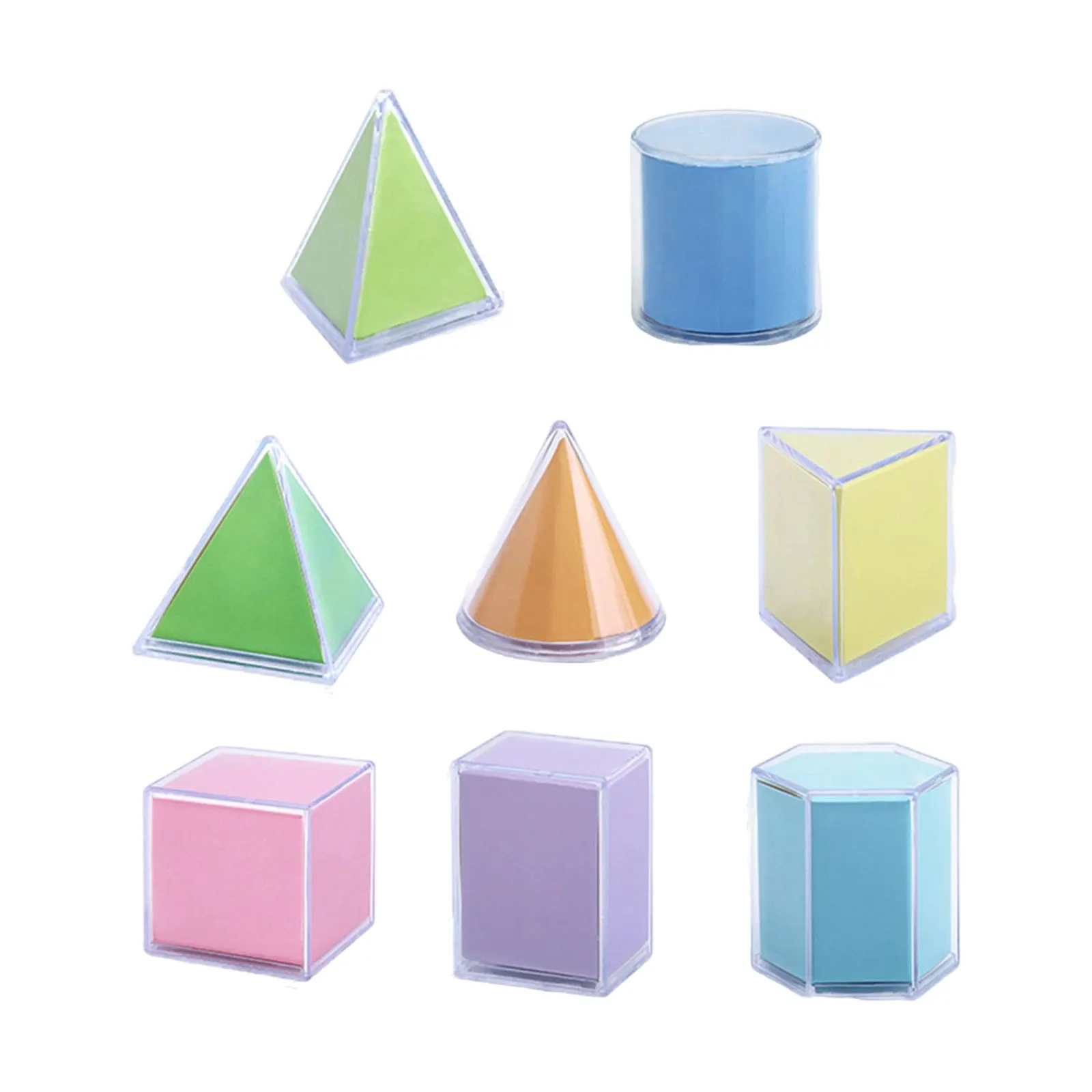 8 Pieces Transparent Geometric Shapes Blocks Montessori Toys Stacking Game Math Toys Educational Toy for Ages 2+ Kids Babies