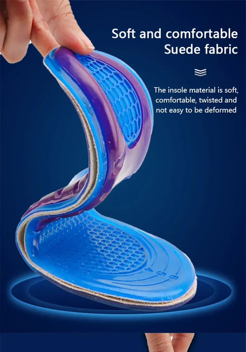 1 Pair Man Women Orthotic Arch Support Massage Insole Unisex Silicone Anti Slip Gel Soft Sport Shoe Pad Shock Absorption