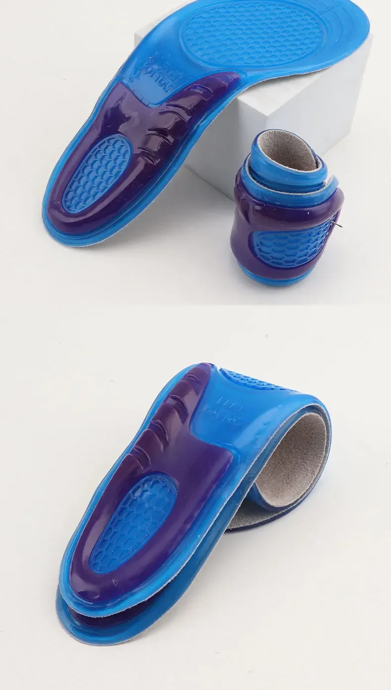 1 Pair Man Women Orthotic Arch Support Massage Insole Unisex Silicone Anti Slip Gel Soft Sport Shoe Pad Shock Absorption