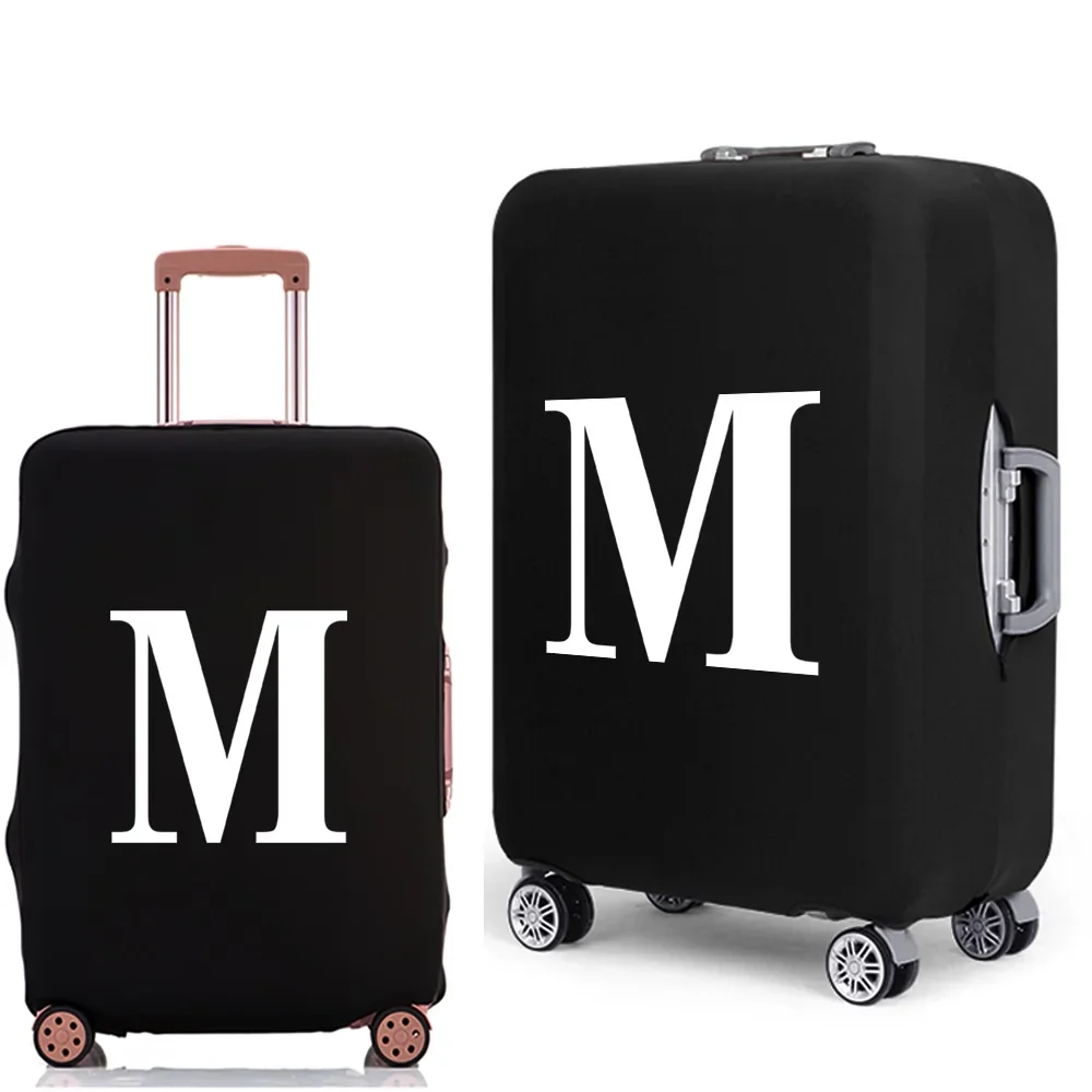 Luggage Protective Cover White Letters Print Travel Accessories Elastic Luggage Dust Trolley Case Apply To 18''-28'' Suitcase