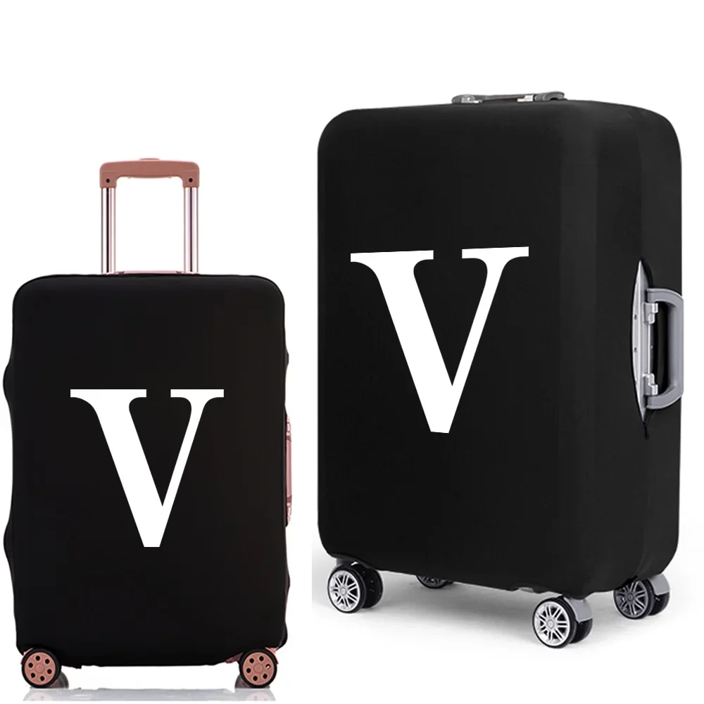 Luggage Protective Cover White Letters Print Travel Accessories Elastic Luggage Dust Trolley Case Apply To 18''-28'' Suitcase