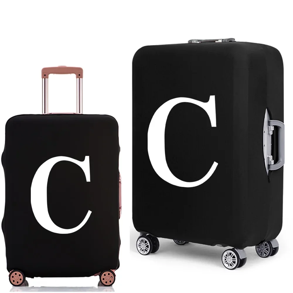 Luggage Protective Cover White Letters Print Travel Accessories Elastic Luggage Dust Trolley Case Apply To 18''-28'' Suitcase