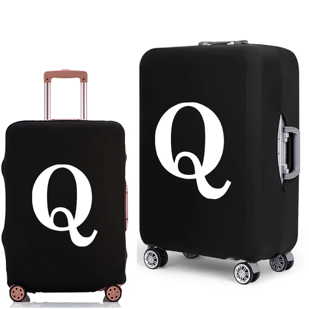 Luggage Protective Cover White Letters Print Travel Accessories Elastic Luggage Dust Trolley Case Apply To 18''-28'' Suitcase