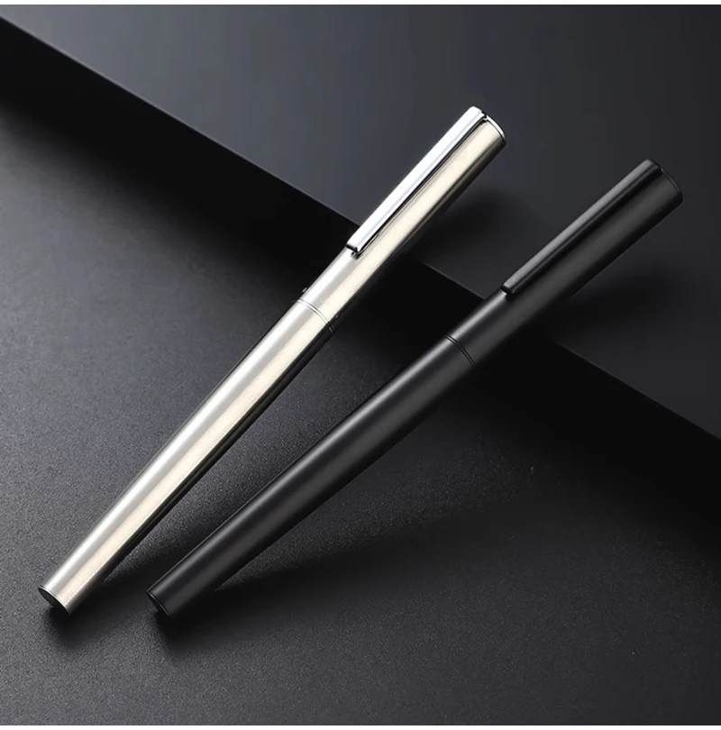 High Quality 0.38mm Extra Fine Nib Fountain Pen Stainless Steel Extremely Black Metal Business Office Writing Calligraphy Pens