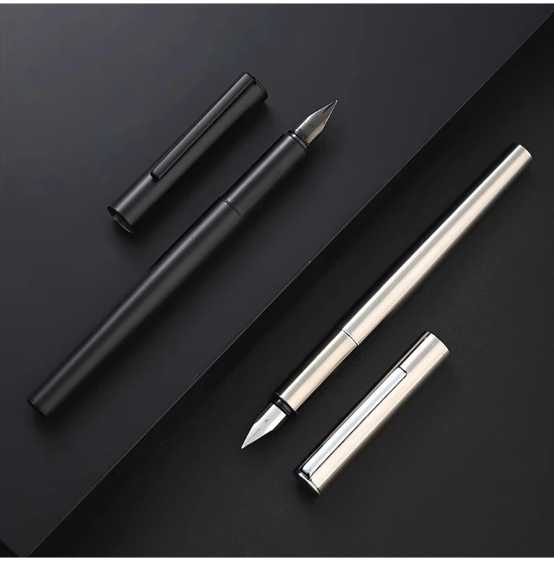 High Quality 0.38mm Extra Fine Nib Fountain Pen Stainless Steel Extremely Black Metal Business Office Writing Calligraphy Pens