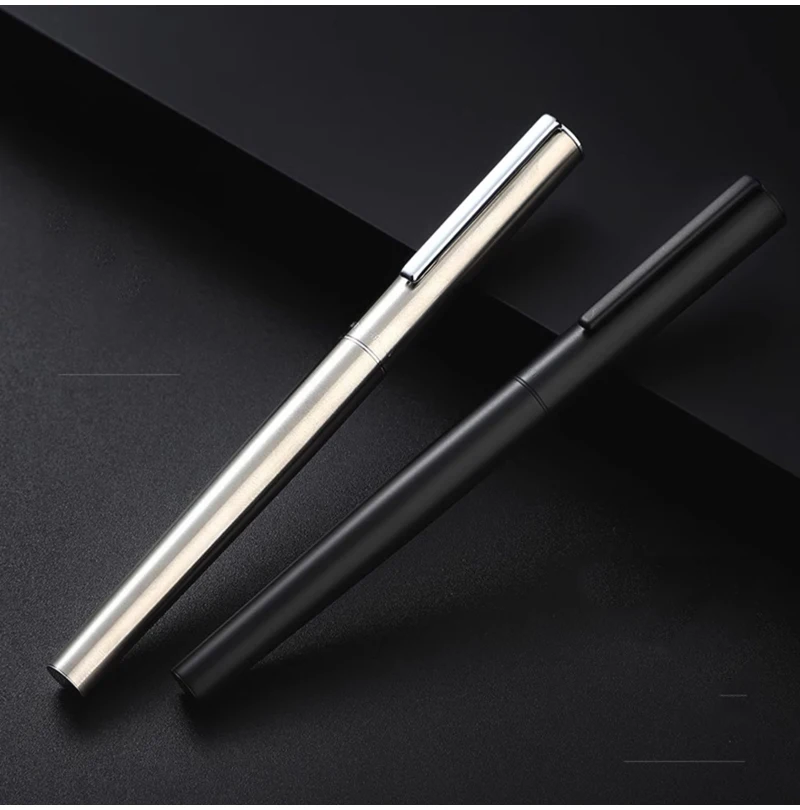High Quality 0.38mm Extra Fine Nib Fountain Pen Stainless Steel Extremely Black Metal Business Office Writing Calligraphy Pens