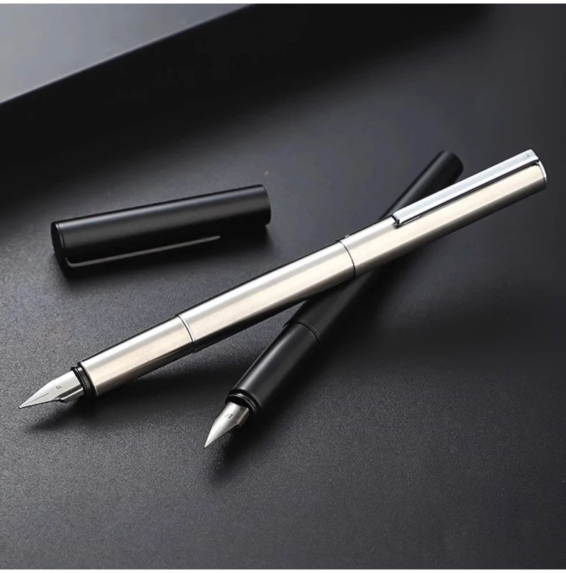 High Quality 0.38mm Extra Fine Nib Fountain Pen Stainless Steel Extremely Black Metal Business Office Writing Calligraphy Pens