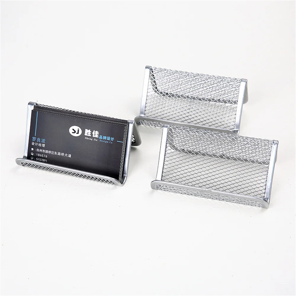 Black Metal Mesh Business Card Holder Desktop Business Card Display Stand Box Office Cards Holder Desk Shelf Storage Organizer