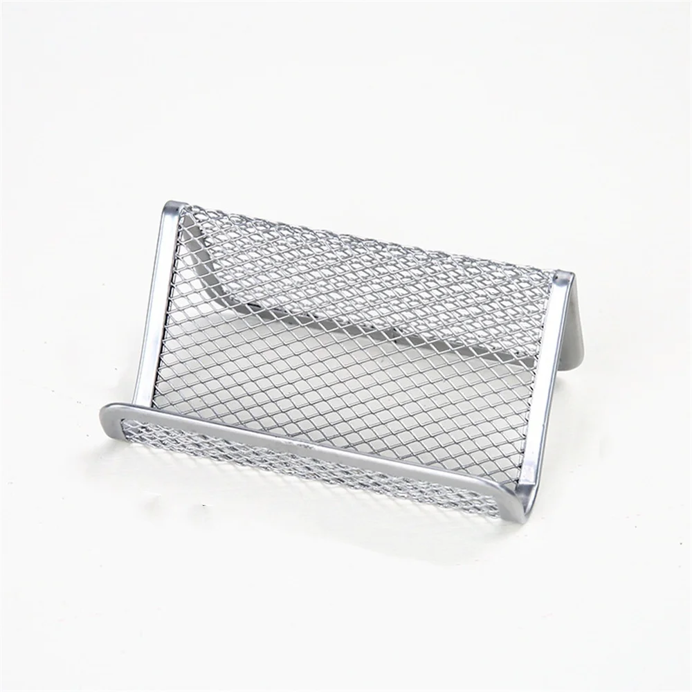 Black Metal Mesh Business Card Holder Desktop Business Card Display Stand Box Office Cards Holder Desk Shelf Storage Organizer