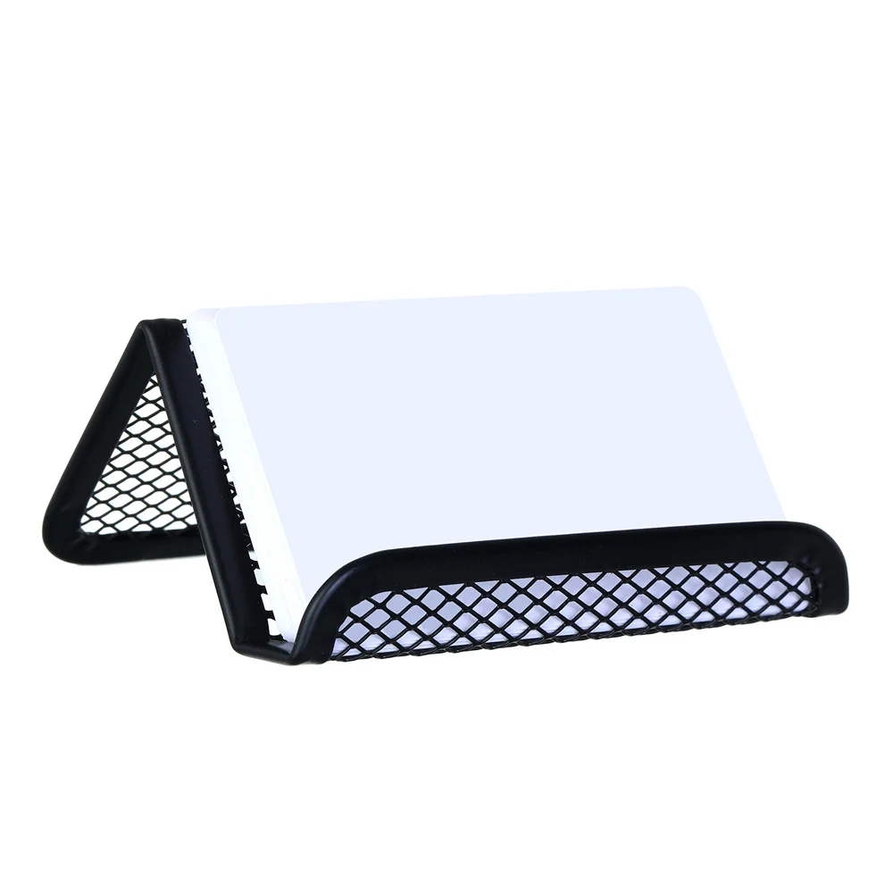 Black Metal Mesh Business Card Holder Desktop Business Card Display Stand Box Office Cards Holder Desk Shelf Storage Organizer