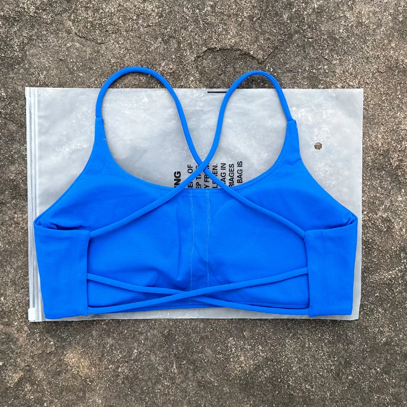 Solid Color Support Women Fitness Bra Yoga Vest Gym Sport Top Hollow Back Push With Chest Pad Four Shoulder Straps Cross-Back