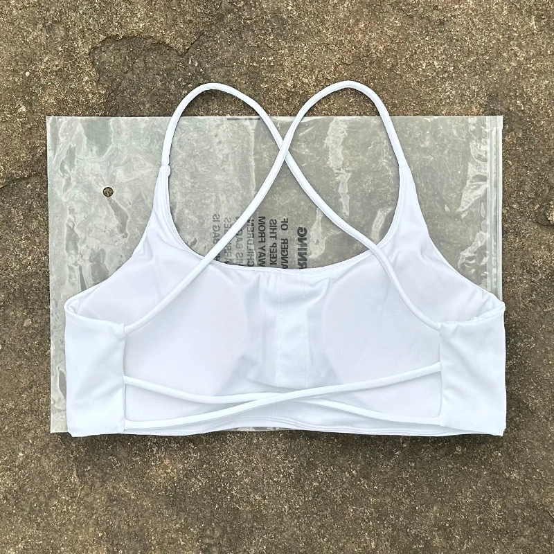 Solid Color Support Women Fitness Bra Yoga Vest Gym Sport Top Hollow Back Push With Chest Pad Four Shoulder Straps Cross-Back