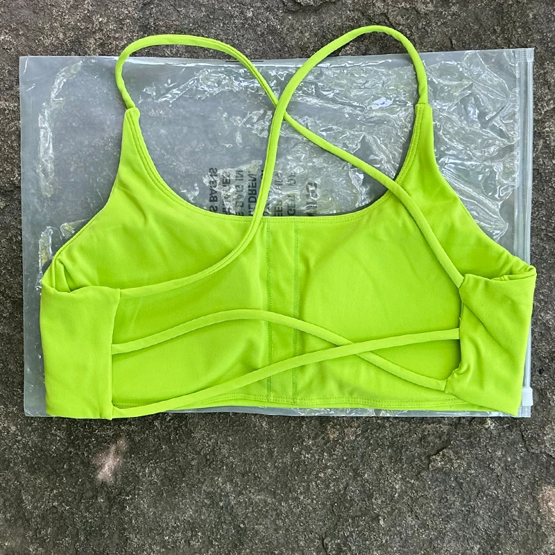 Solid Color Support Women Fitness Bra Yoga Vest Gym Sport Top Hollow Back Push With Chest Pad Four Shoulder Straps Cross-Back