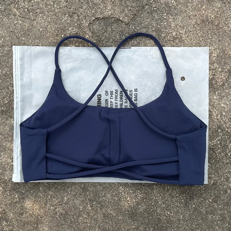 Solid Color Support Women Fitness Bra Yoga Vest Gym Sport Top Hollow Back Push With Chest Pad Four Shoulder Straps Cross-Back