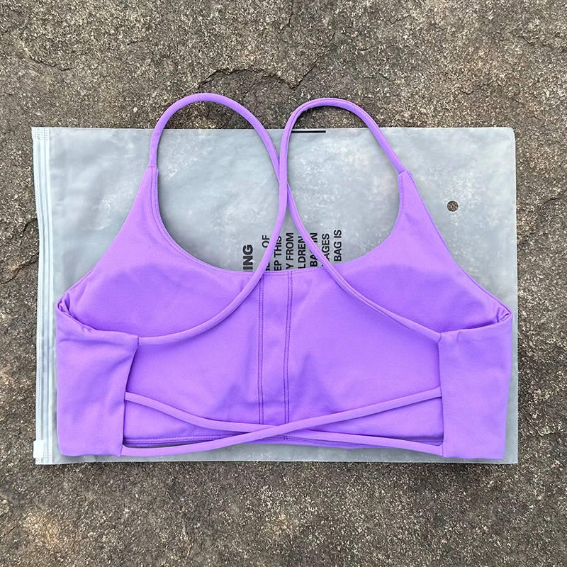 Solid Color Support Women Fitness Bra Yoga Vest Gym Sport Top Hollow Back Push With Chest Pad Four Shoulder Straps Cross-Back