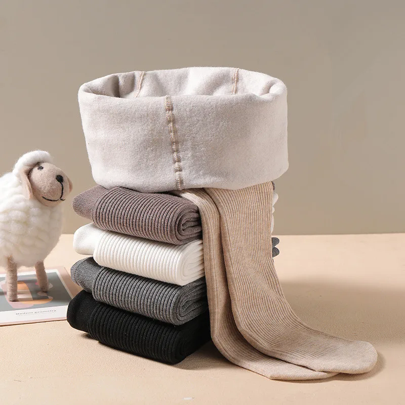 Winter Infant Girls Plus Velvet Pantyhose Children's Leggings Thickening Children's Babys Skinny Pants Winter Clothes